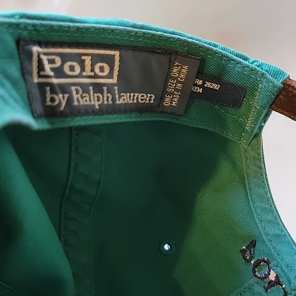 Polo Ralph Lauren baseball cap excellent condition adjustable leatherstrap green - Picture 2 of 3
